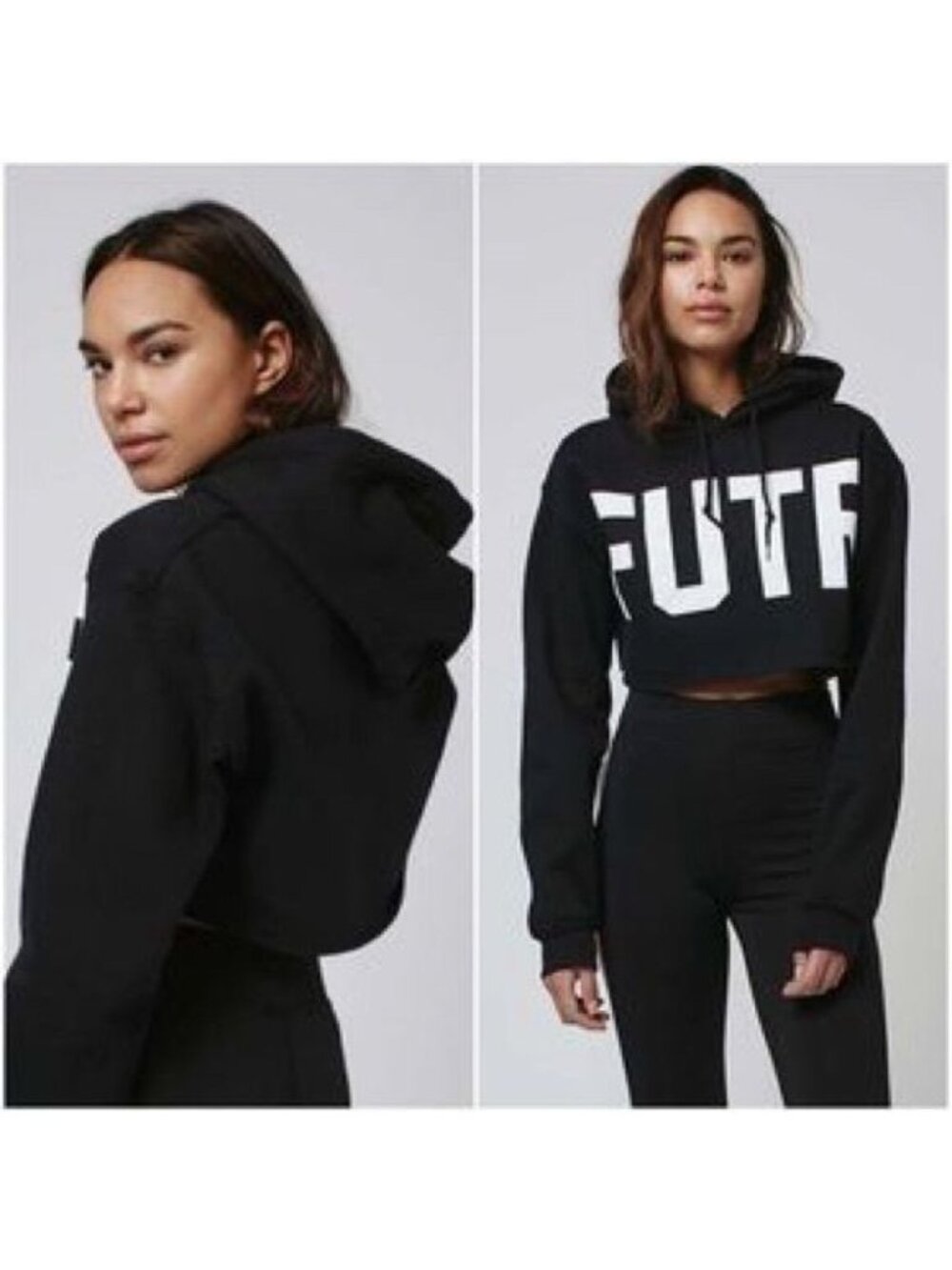 Topshop FUTR Black Cropped Hoodie Size Medium